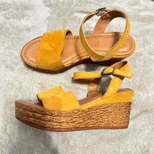 Bata Women's Yellow Espadrille Wedge Sandal size 38(7.5)